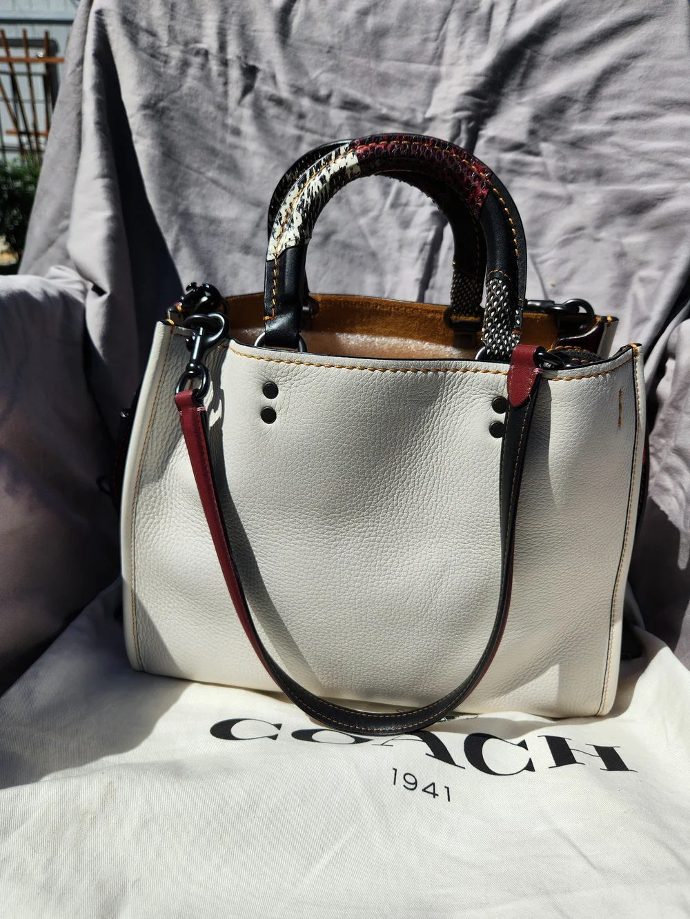 Coach 1941 Rogue 30 Snakeskin Handle Tote Bag
